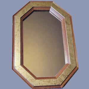 Vintage Wood with Antique Gold 12" x 8" Octagonal Mirror